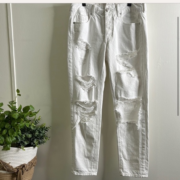 American Eagle Outfitters Denim - American Eagle Outfitters Tomgirl Button Fly White Denim Size 6R